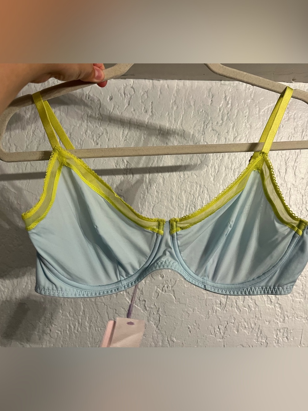 NWT Savage X Fenty Sky Blue & Yellow Contrast Bra, 38C